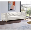 Pemberly Row Modern / Contemporary Deep Biscuit Tufting Cream Finish Velvet Sofa