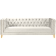 Pemberly Row Modern / Contemporary Deep Biscuit Tufting Cream Finish Velvet Sofa