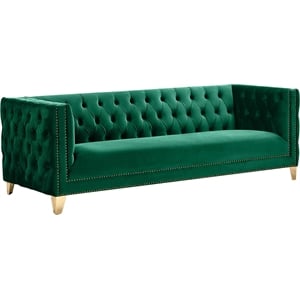 Pemberly Row Modern / Contemporary Deep Biscuit Tufting Green Finish Velvet Sofa