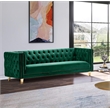 Pemberly Row Modern / Contemporary Deep Biscuit Tufting Green Finish Velvet Sofa