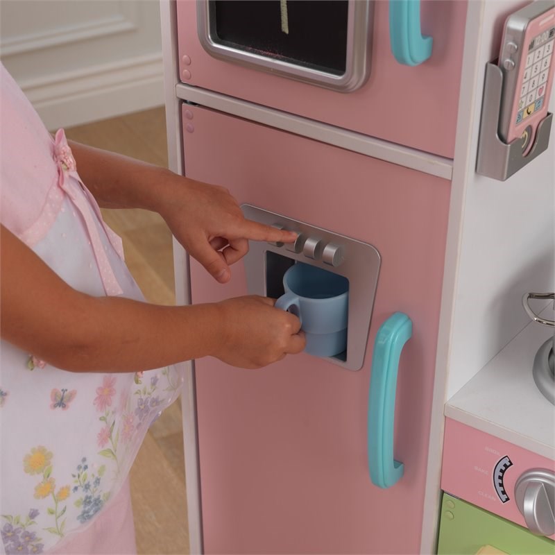 Pemberly Row Modern Uptown Wooden Plastic Play Kitchen in Pastel