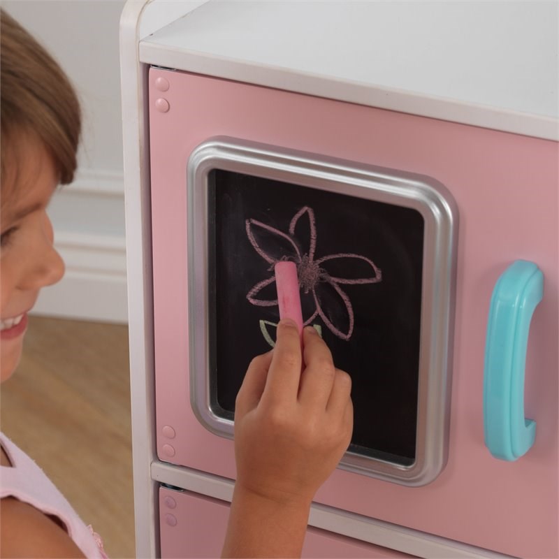 Pemberly Row Modern Uptown Wooden Plastic Play Kitchen in Pastel