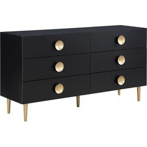 Pemberly Row Contemporary Metal Dresser in Rich Black Finish
