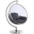 Pemberly Row Fabric / Metal Acrylic Swing Bubble Accent Chair in Gray