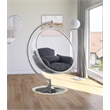 Pemberly Row Fabric / Metal Acrylic Swing Bubble Accent Chair in Gray