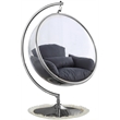 Pemberly Row Fabric / Metal Acrylic Swing Bubble Accent Chair in Gray