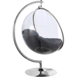 Pemberly Row Fabric / Metal Acrylic Swing Bubble Accent Chair in Gray