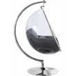 Pemberly Row Fabric / Metal Acrylic Swing Bubble Accent Chair in Gray
