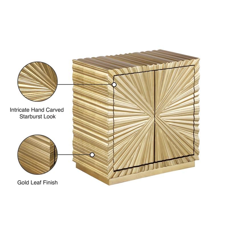 Pemberly Row Contemporary Wood Side Table in Gold Leaf Finish