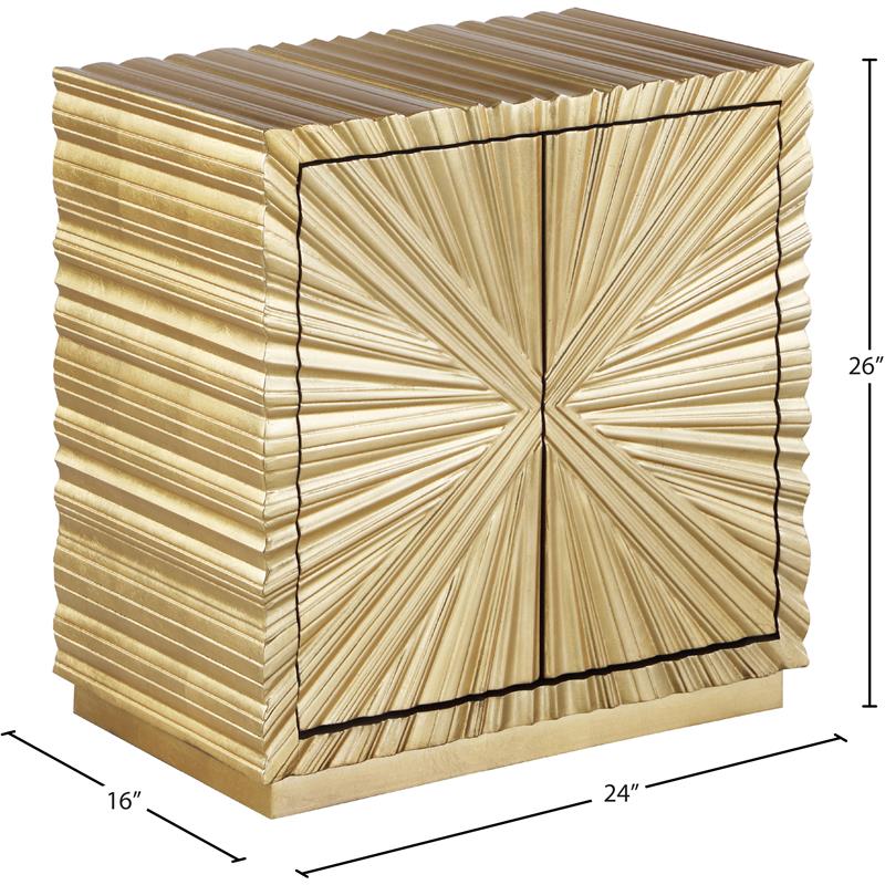 Pemberly Row Contemporary Wood Side Table in Gold Leaf Finish