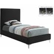 Pemberly Row Black Velvet Twin Bed with Gold and Chrome Legs Included