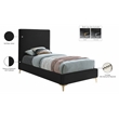 Pemberly Row Black Velvet Twin Bed with Gold and Chrome Legs Included