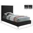 Pemberly Row Black Velvet Twin Bed with Gold and Chrome Legs Included