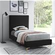 Pemberly Row Black Velvet Twin Bed with Gold and Chrome Legs Included