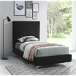 Pemberly Row Black Velvet Twin Bed with Gold and Chrome Legs Included