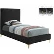 Pemberly Row Black Velvet Twin Bed with Gold and Chrome Legs Included