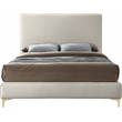 Pemberly Row Cream Velvet Queen Bed with Gold & Chrome Legs Included