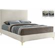 Pemberly Row Cream Velvet Queen Bed with Gold & Chrome Legs Included