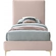 Pemberly Row Pink Velvet Twin Bed withGold and Chrome Legs Included