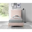 Pemberly Row Pink Velvet Twin Bed withGold and Chrome Legs Included