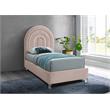 Pemberly Row Contemporary Pink Velvet Twin Bed in Acrylic Finish