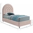 Pemberly Row Contemporary Pink Velvet Twin Bed in Acrylic Finish