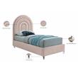 Pemberly Row Contemporary Pink Velvet Twin Bed in Acrylic Finish