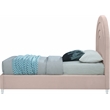 Pemberly Row Contemporary Pink Velvet Twin Bed in Acrylic Finish