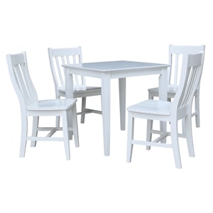 Pemberly Row 30&quot x 30&quot Solid Wood Dining Table with 4 Chairs in White - 5 Pc Set
