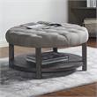 Pemberly Row Transitional Wood 1-Shelf Ottoman in Light Gray