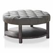 Pemberly Row Transitional Wood 1-Shelf Ottoman in Light Gray