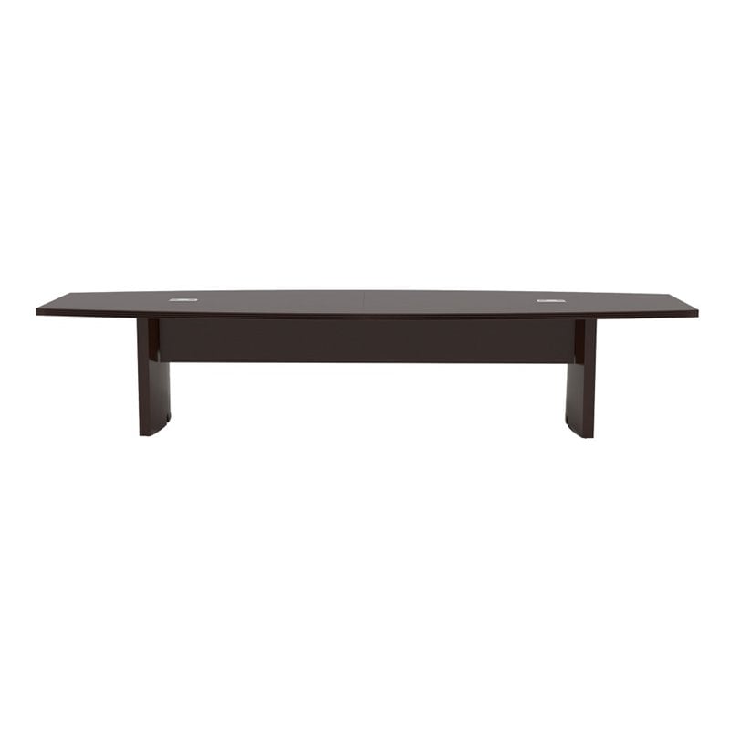 Pemberly Row 12' Boat Shaped Conference Table with Slab Base in Mocha