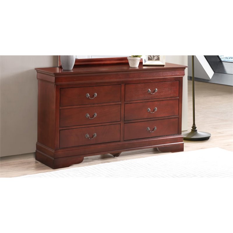Pemberly Row Modern / Contemporary 6 Drawer Dresser in Cherry