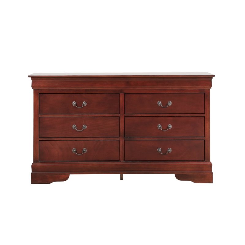 Pemberly Row Modern / Contemporary 6 Drawer Dresser in Cherry