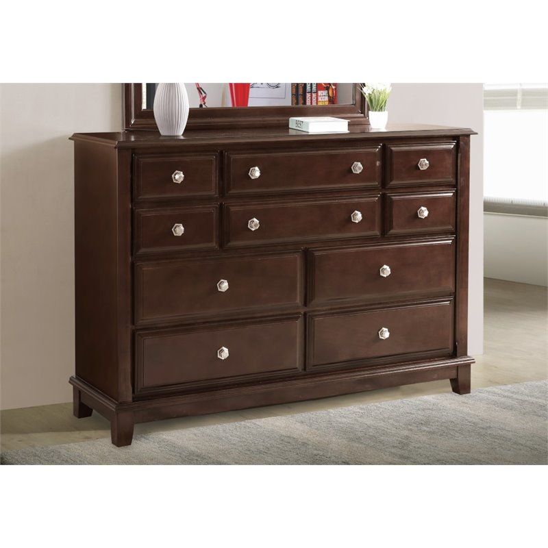 Pemberly Row Modern / Contemporary 10 Drawer Dresser in Cappuccino