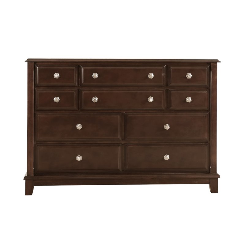 Pemberly Row Modern / Contemporary 10 Drawer Dresser in Cappuccino