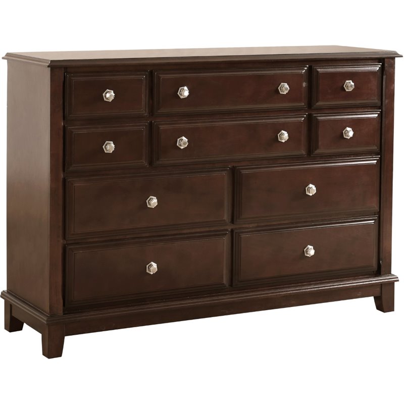 Pemberly Row Modern / Contemporary 10 Drawer Dresser in Cappuccino
