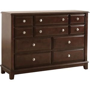 pemberly row modern / contemporary 10 drawer dresser in cappuccino