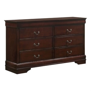 pemberly row modern / contemporary 6-drawer dresser in cherry