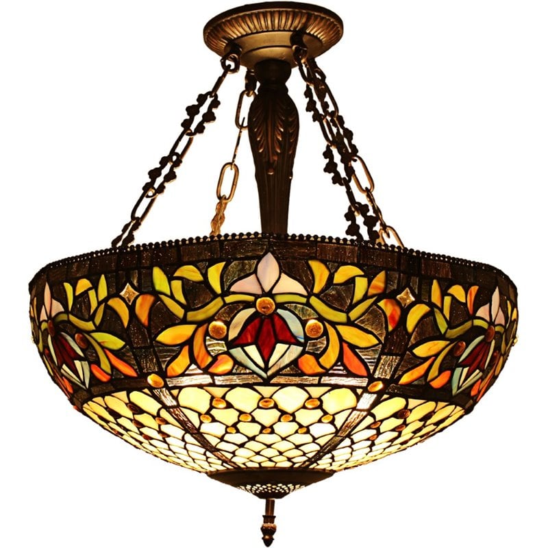 Pemberly Row Tiffany-style 3 Light Inverted Ceiling Pendant 20