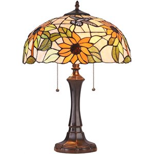 Pemberly Row Modern Floral 2 Light Dark Bronze Table Lamp 16&quot Wide