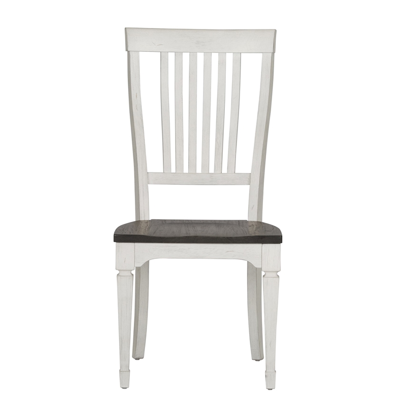 Pemberly Row Modern White Slat Back Side Chair (RTA)-Set of 2