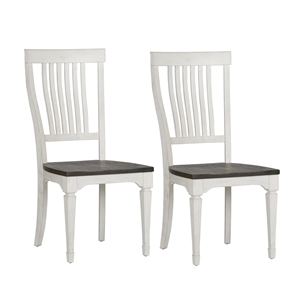 Pemberly Row Modern White Slat Back Side Chair (RTA)-Set of 2