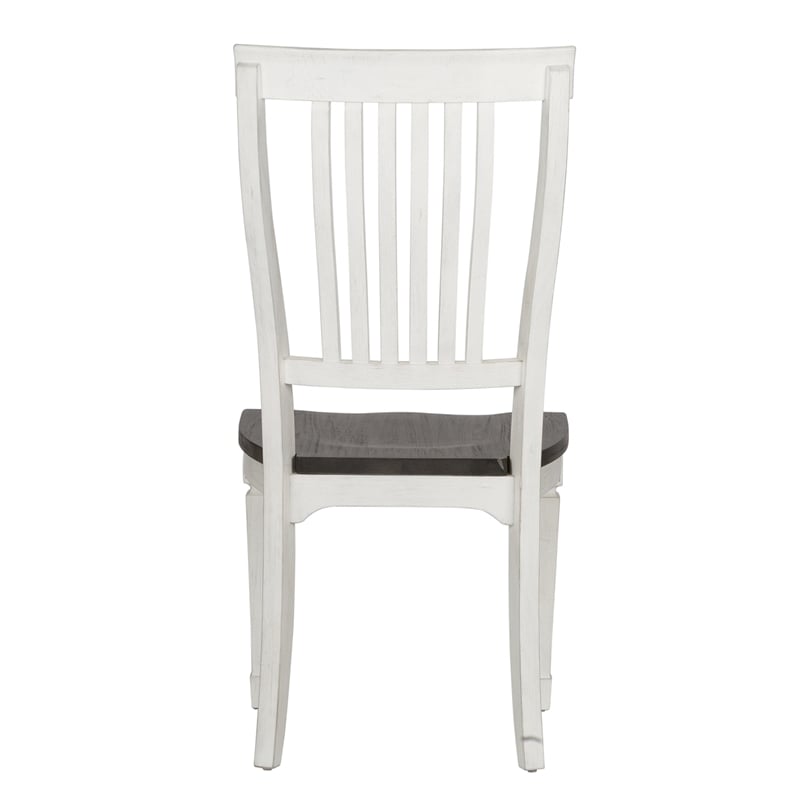 Pemberly Row Modern White Slat Back Side Chair (RTA)-Set of 2