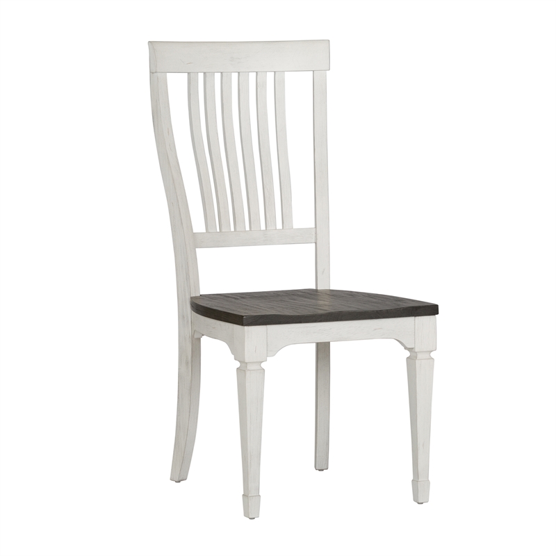 Pemberly Row Modern White Slat Back Side Chair (RTA)-Set of 2