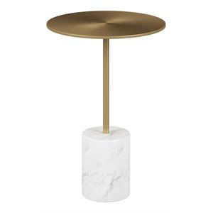 Pemberly Row 12.6&quot Mid-Century Marble and Metal Side Table in Gold