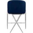Pemberly Row Navy Velvet Counter Stool with Chrome Metal Legs