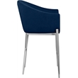 Pemberly Row Navy Velvet Counter Stool with Chrome Metal Legs