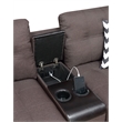 Pemberly Row 2 Piece Fabric Sofa Set with USB Console in Dark Coffee