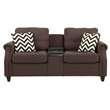 Pemberly Row 2 Piece Fabric Sofa Set with USB Console in Dark Coffee
